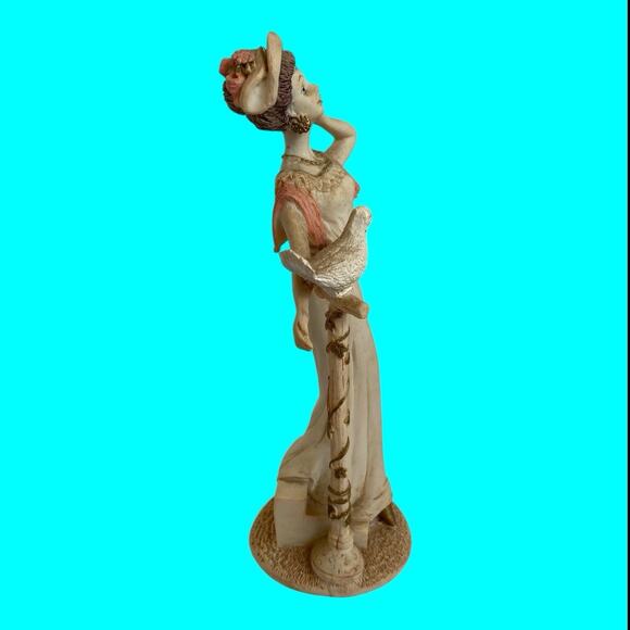Artmark Marlo Collection, Lady With Bird Figurine Victorian Dress Resin 9” Tall - Picture 3 of 6